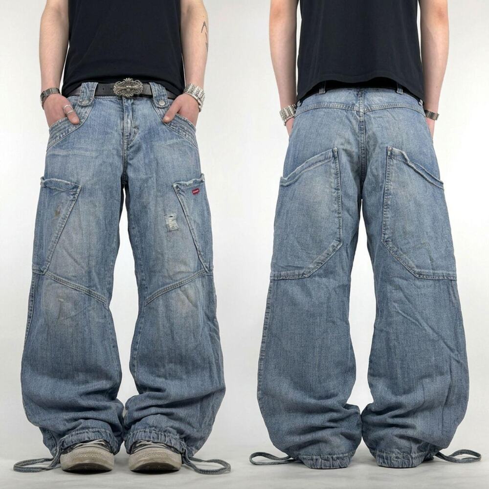 Vintage y2k faded archive baggy bootcut grunge skater stonewash jeans